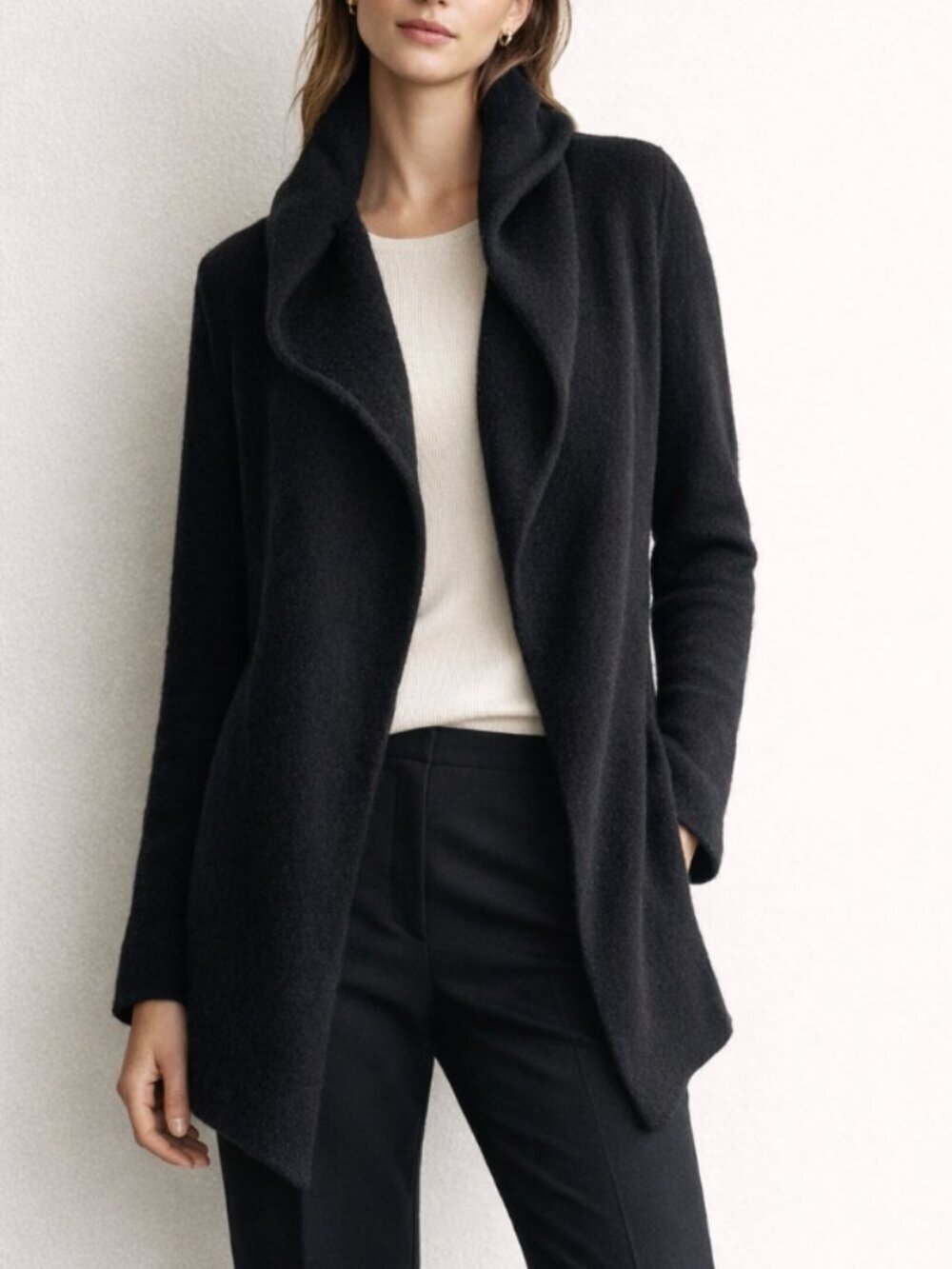 VINCE Black Hooded Cashmere Wool Alpaca Soft Open Relaxed Fit Cardigan Small - Picture 1 of 7